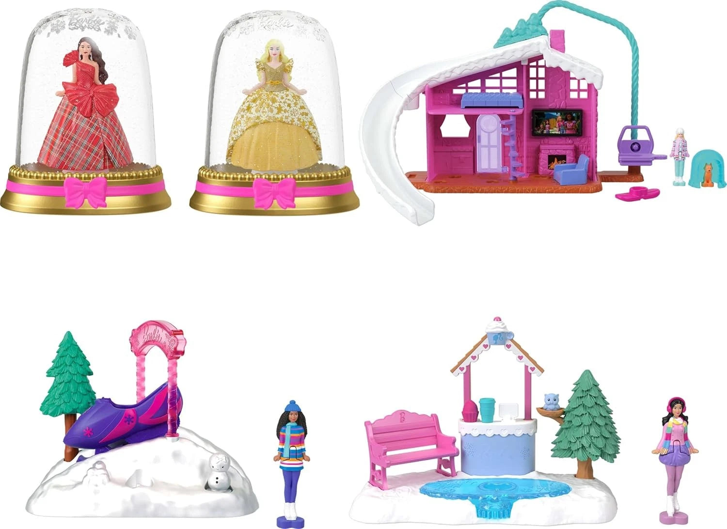 Barbie Mini BarbieLand Bundle – 2 Holiday Dolls with 3 Snow Playsets, Furniture & Accessories for Imaginative Play thumbnail