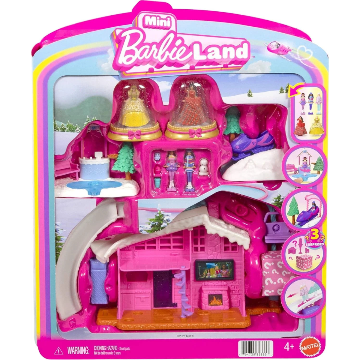 Barbie Mini BarbieLand Bundle – 2 Holiday Dolls with 3 Snow Playsets, Furniture & Accessories for Imaginative Play