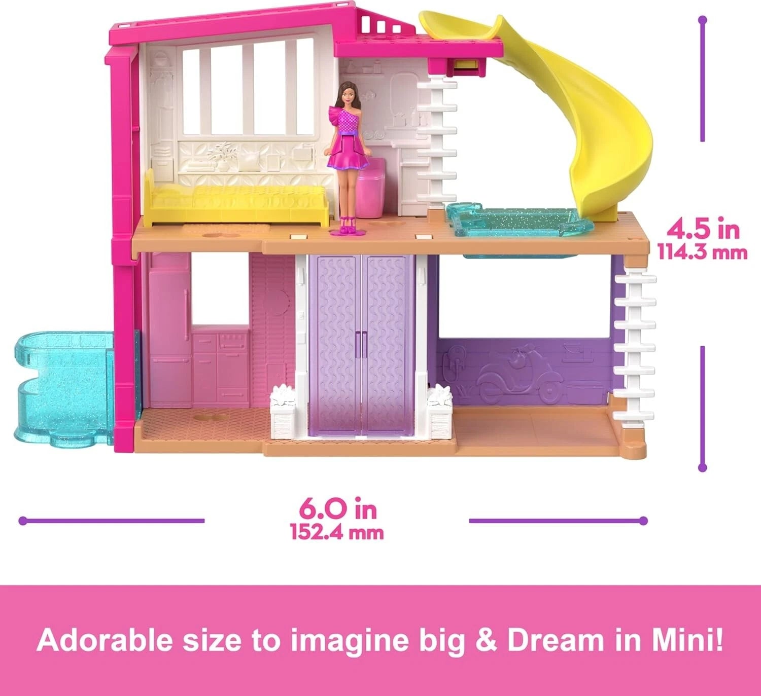 Barbie Mini Barbieland Doll House Playset with 1.5-Inch Doll, Mini Furniture, Accessories, Collectible Compact Toy Set for Kids’ Creative Play and Display Fun thumbnail