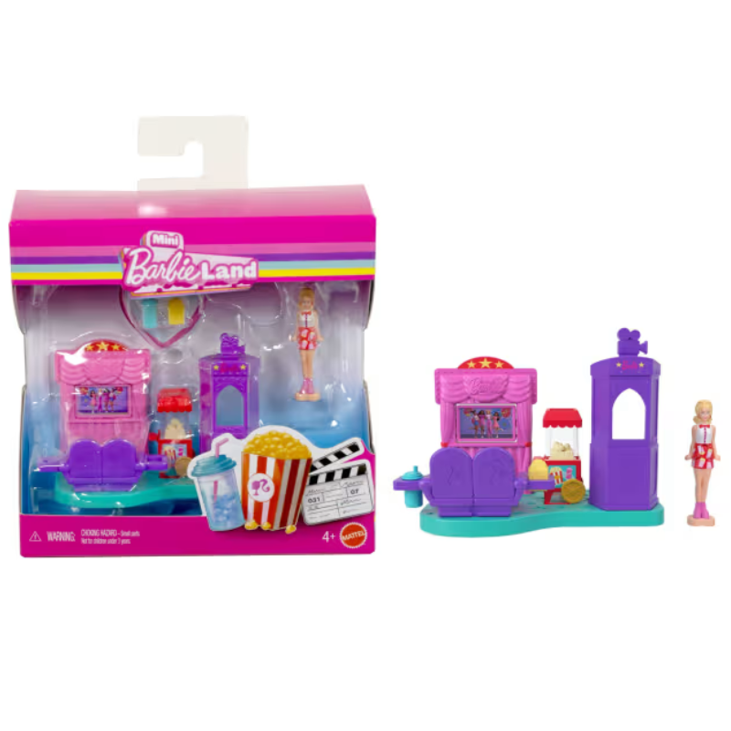 Barbie Mini Doll House Playset – Barbie Land Compact Dollhouse with 1.5-Inch Mini Doll, Furniture & Accessories
