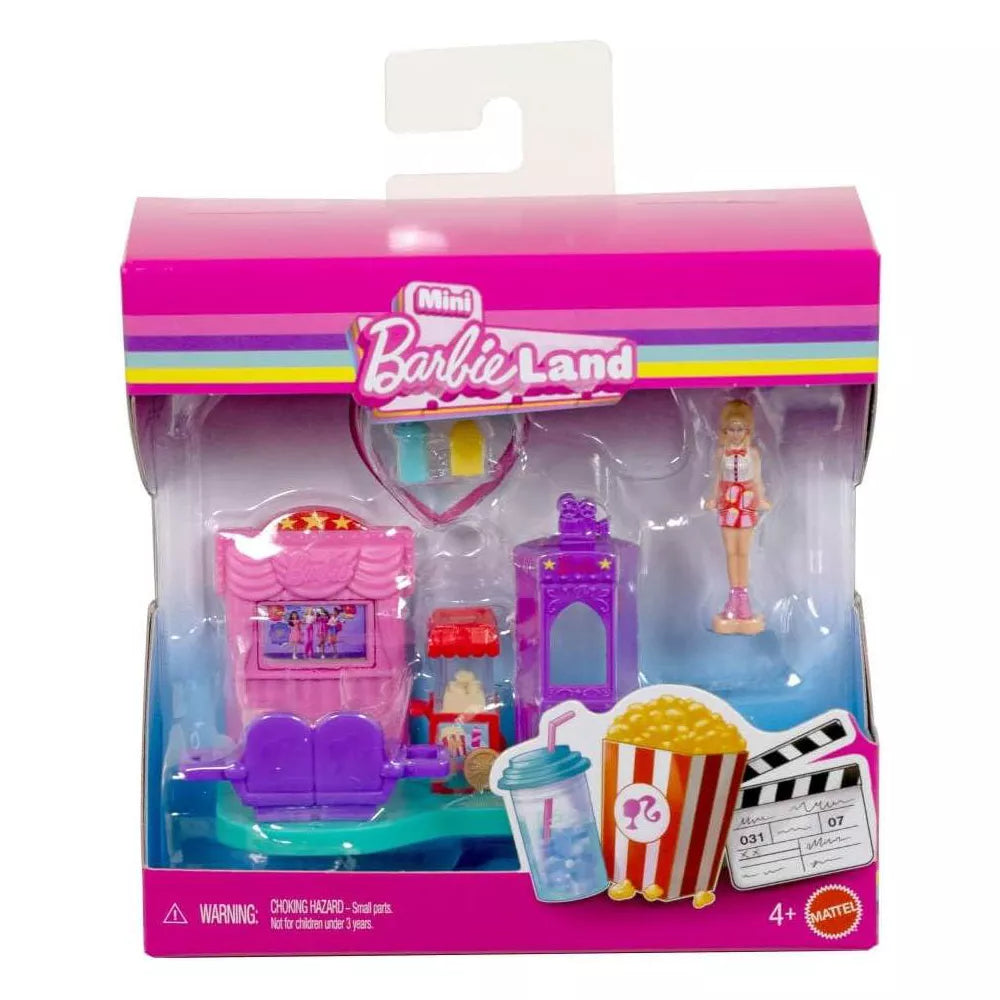 Barbie Land Movie Theater Playset with 1.5-Inch Mini Doll & Popcorn Stand thumbnail