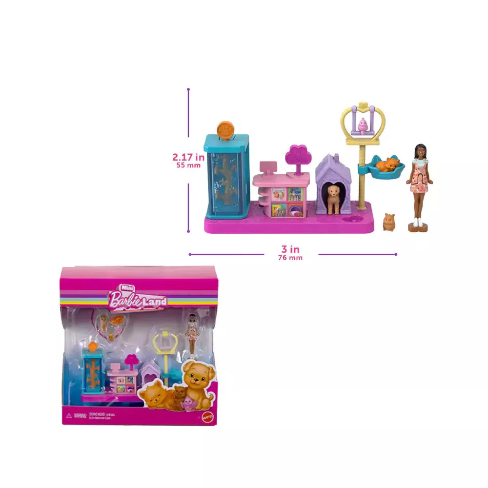 Barbie Mini Doll Pet Store Playset with Pets & Accessories thumbnail