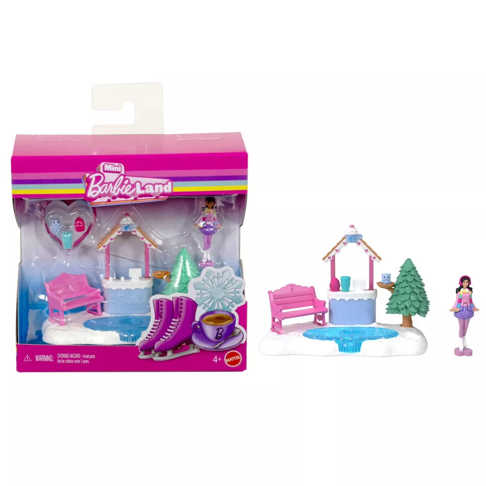 Barbie Land Winter Ice Skating Playset with 1.5-Inch Mini Doll