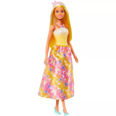 Barbie Royal Doll with Brightly Highlighted Hair, Butterfly-Print Skirt and Accessories