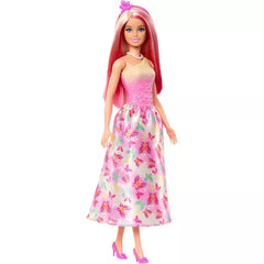 Barbie Royal Doll with Pink and Blonde Hair, Butterfly-Print Skirt and Accessories