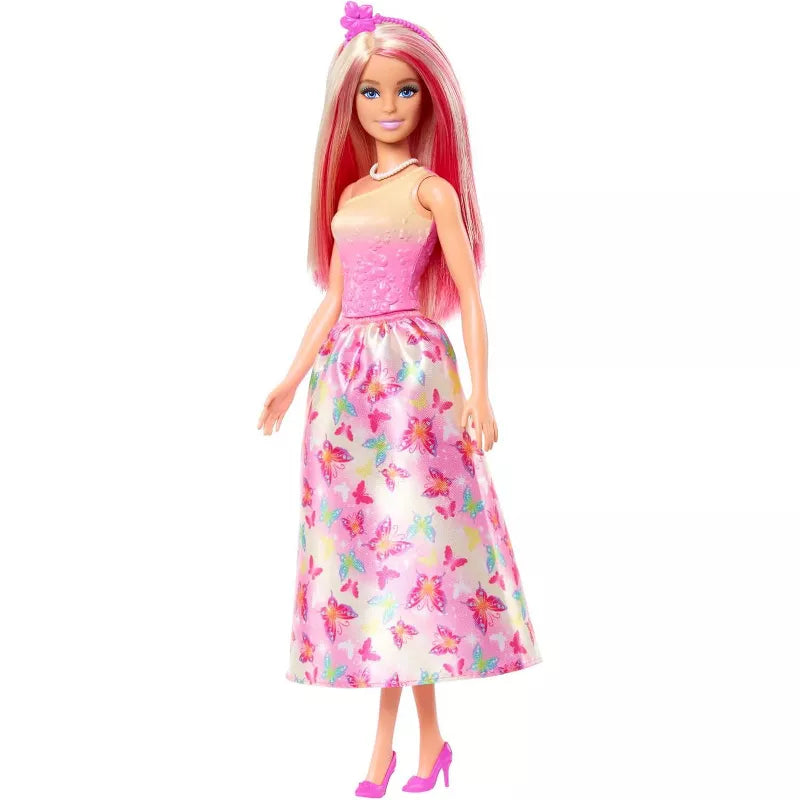 Barbie Royal Doll with Pink and Blonde Hair, Butterfly-Print Skirt and Accessories thumbnail