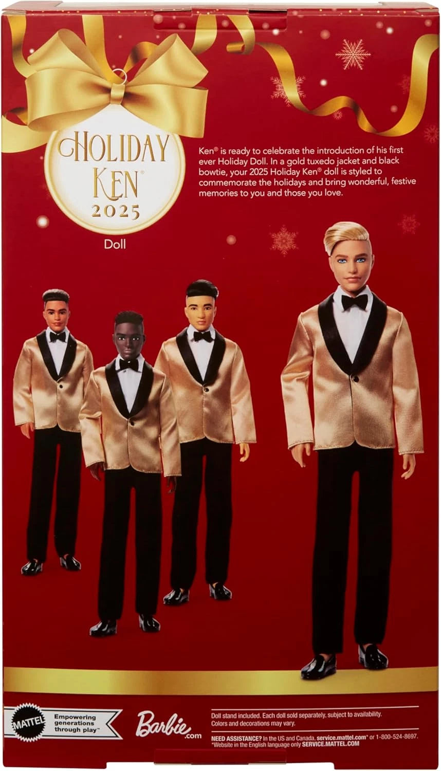 Barbie Signature 2025 Holiday Blonde Ken Collectible Doll with Festive Outfit, Accessories, and Collector-Quality Design for Display and Imaginative Play thumbnail