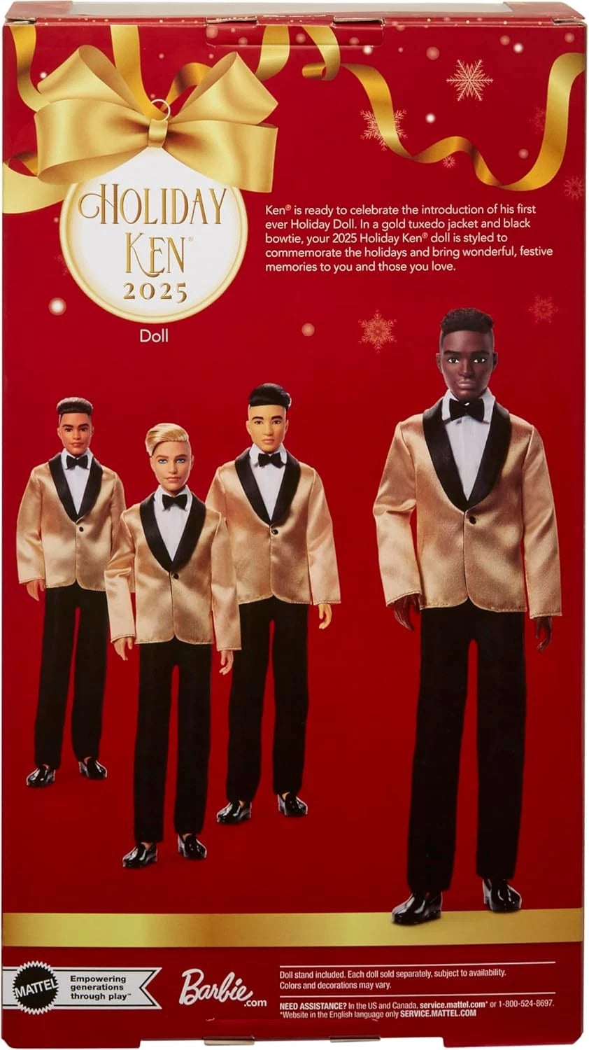 Barbie Signature 2025 Holiday Blonde Ken Collectible Doll with Festive Outfit, Accessories, and Collector-Quality Design for Display and Imaginative Play thumbnail