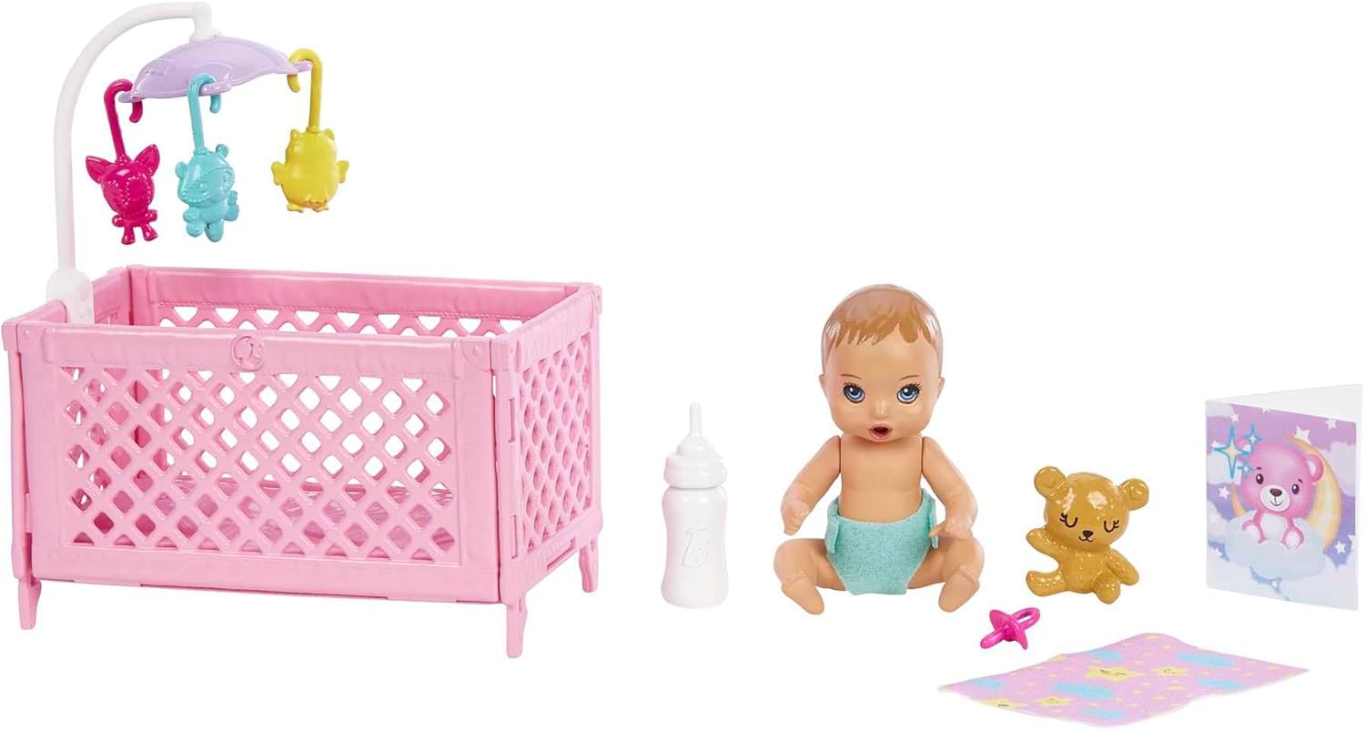Barbie Skipper Babysitters Playset with Skipper Doll, Baby Doll with Sleepy Eyes, Crib & Accessories for Imaginative Play thumbnail