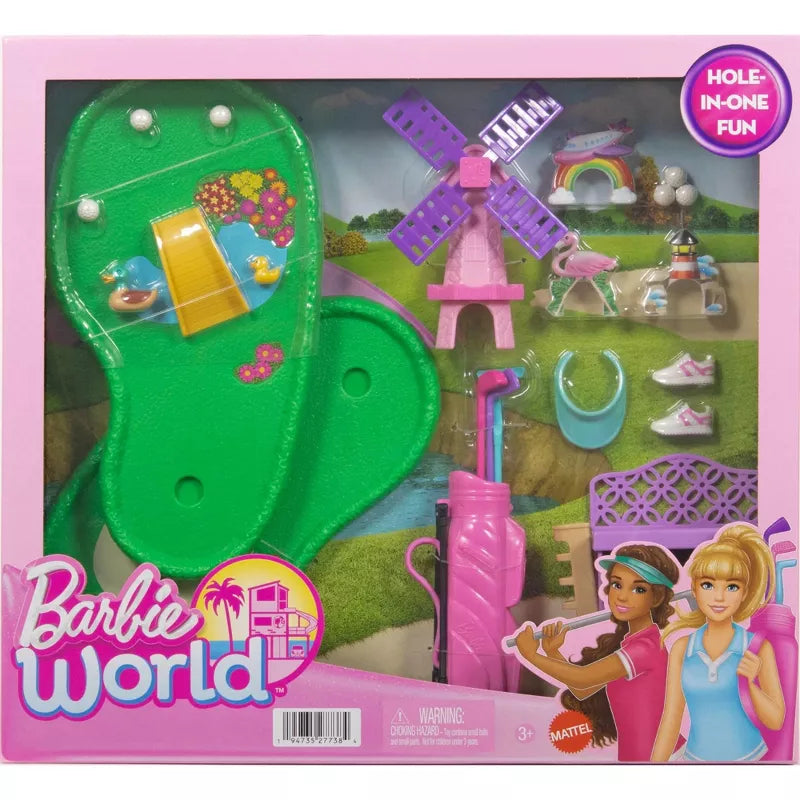 Barbie World Mini Golf Toy Playset with 22 Pieces Including Clubs, Balls, Visor, Shoes, & More thumbnail