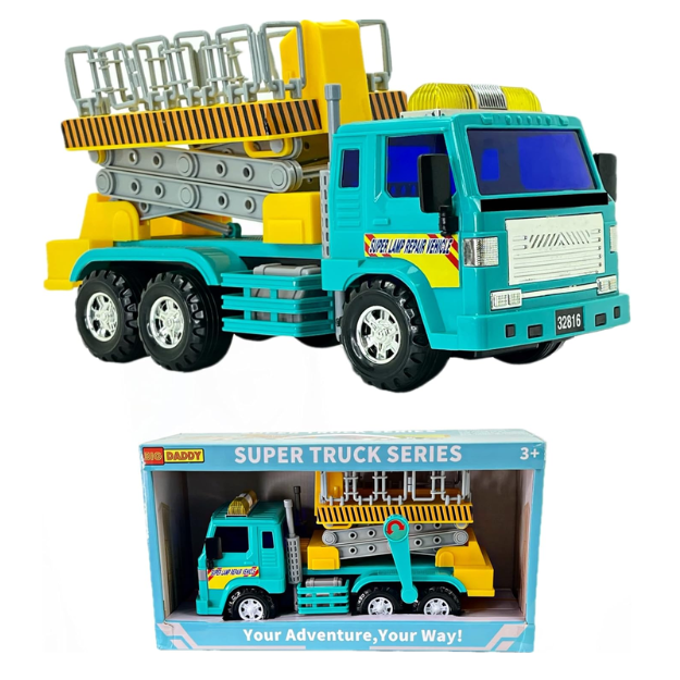 Big-Daddy Medium Duty Friction Powered Bucket Cherry Picker Lift Truck Toy Car Crane. Made from durable, child-safe plastic, the truck is designed to withstand daily play indoors or outdoors.  BD-32816 thumbnail