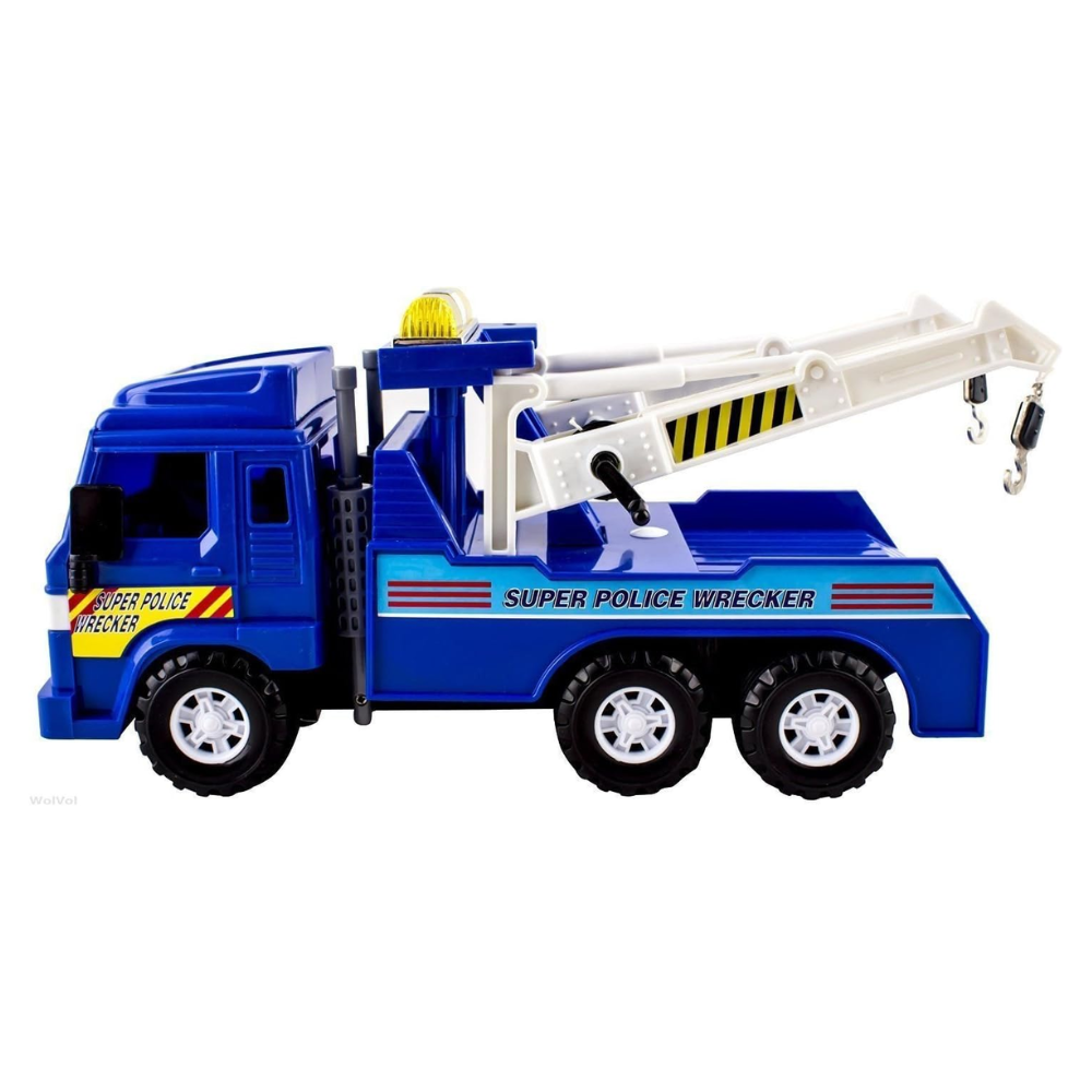 Big-Daddy Medium Duty Friction Powered Super Police Wrecker Tow Truck Blue. The Big-Daddy Let's Pretend Wrecker Tow Truck is the ultimate toy to fuel your child's imagination and bring creative play to life.  32815 thumbnail
