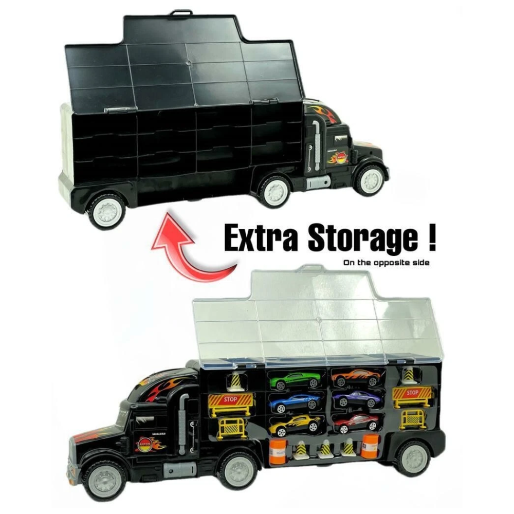 Big-Daddy Tractor Trailer Car Collection Case Carrier Transport & 6 Cars + Accessories thumbnail