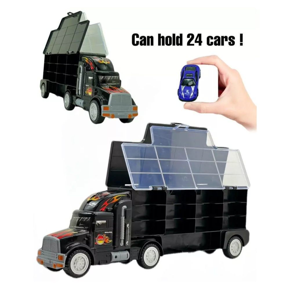 Big-Daddy Tractor Trailer Car Collection Case Carrier Transport & 6 Cars + Accessories thumbnail
