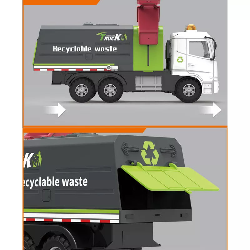 Big Daddy - Green City Sanitation Truck - DUO Trash & Recycling Cans with Lifting & Dumping Action thumbnail