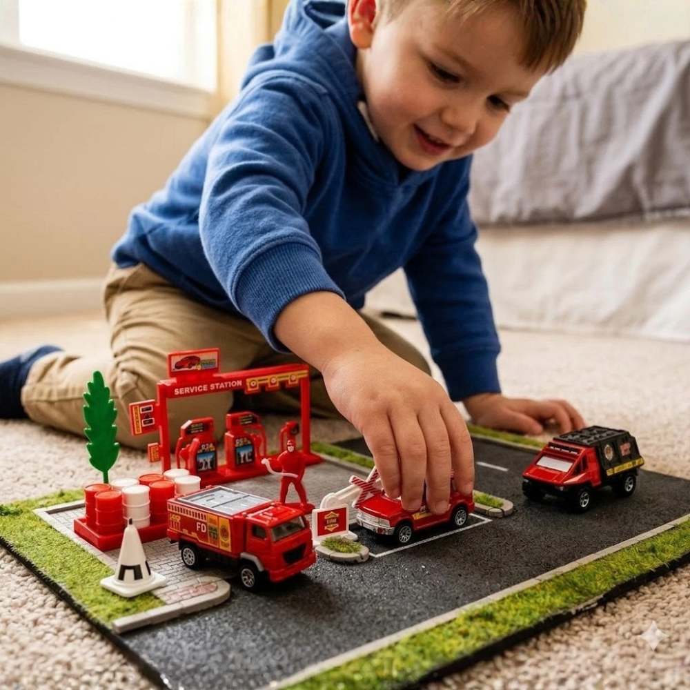 Big Daddy 17pc Mini Fire Crew Toy Set with Fire Trucks & Cars thumbnail