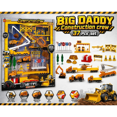 Big Daddy 37 Pc' Construction Toy Vehicles, Kids Mini Trucks