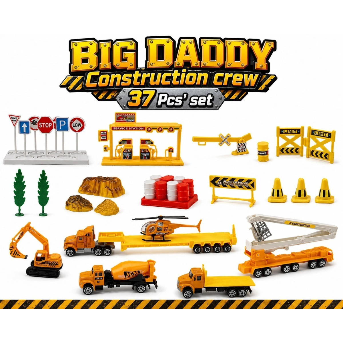 Big Daddy 37 Pc' Construction Toy Vehicles, Kids Mini Trucks thumbnail