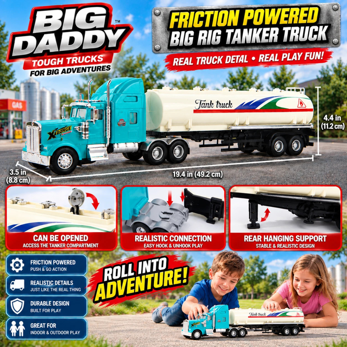 Big Daddy Friction Powered Tanker Truck Toy 19.4 thumbnail