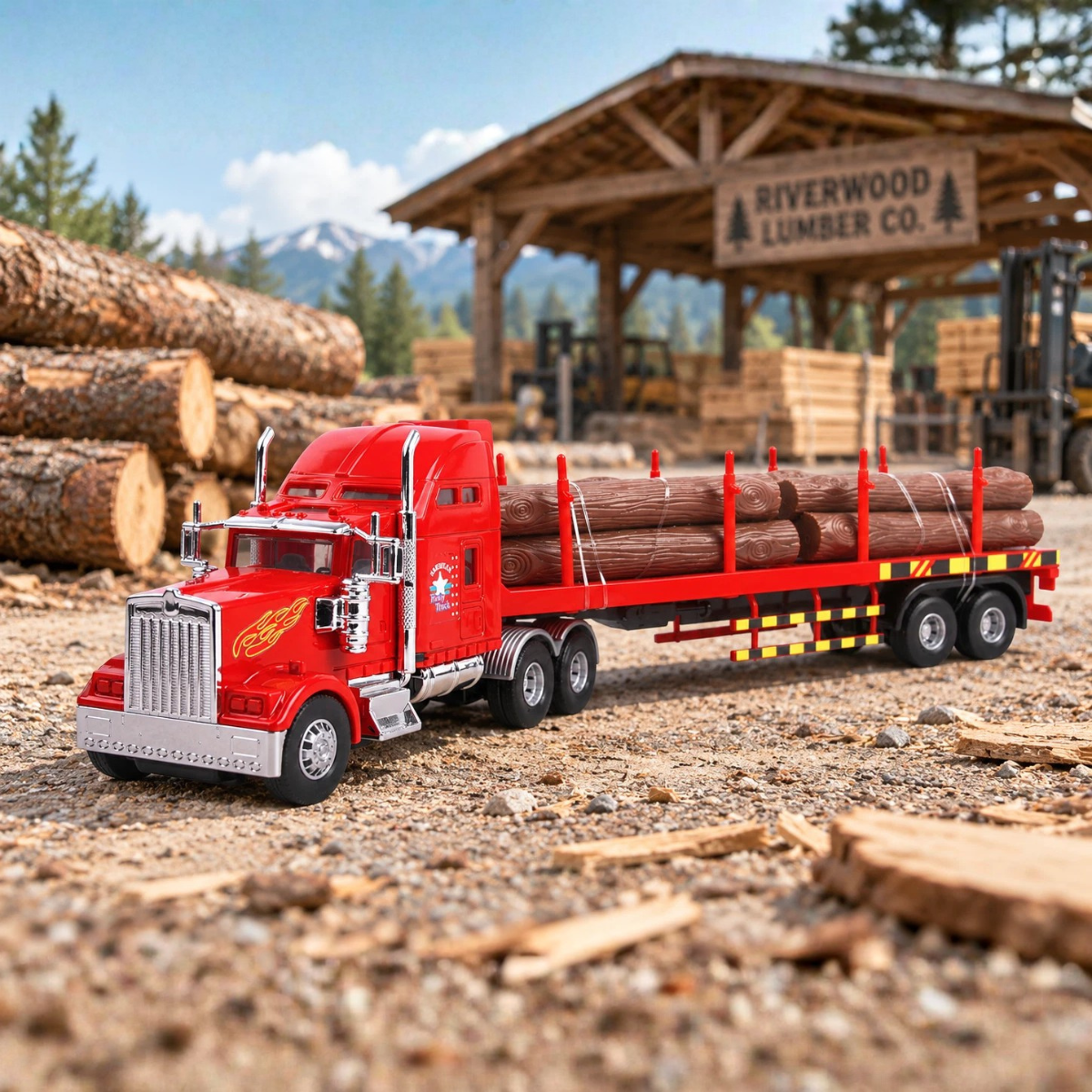 Big Daddy Logging Truck Tractor Trailer Toy 19.4
