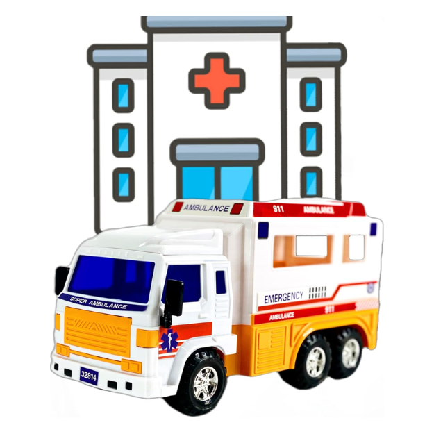 Big Daddy Meduim Duty Friction Powered 911 Ambulance thumbnail