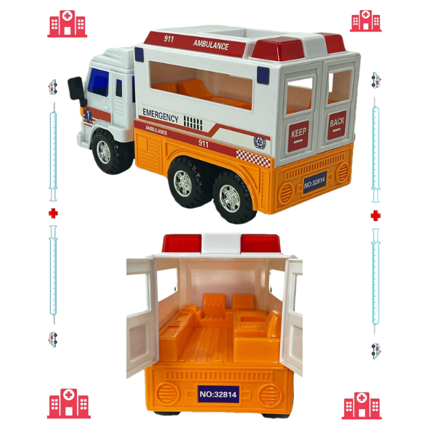Big Daddy Meduim Duty Friction Powered 911 Ambulance thumbnail