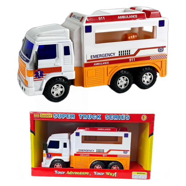 Big Daddy Meduim Duty Friction Powered 911 Ambulance thumbnail