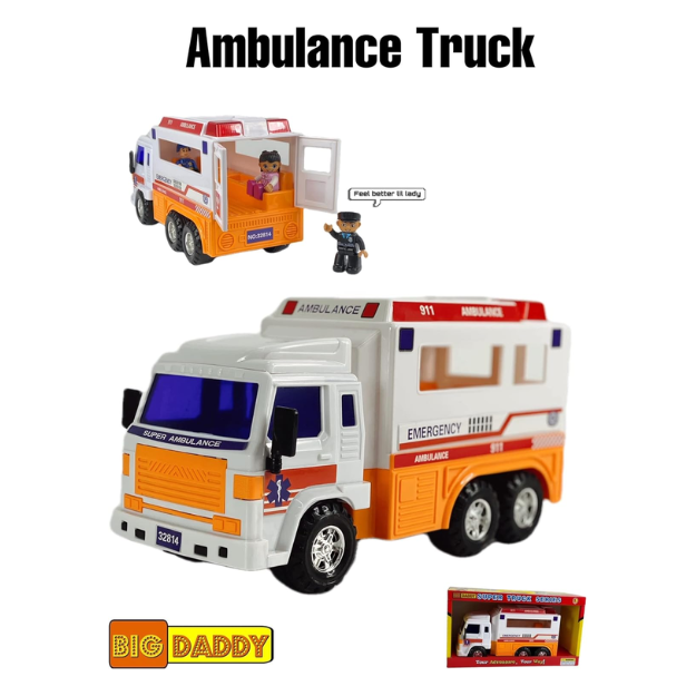 Big Daddy Meduim Duty Friction Powered 911 Ambulance thumbnail
