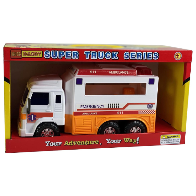 Big Daddy Meduim Duty Friction Powered 911 Ambulance thumbnail
