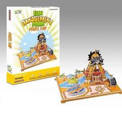 Big Daddy's 3-D Puzzle Building Set, Fun Amusement Park Series, Create A Pirate Ship Thriller Ride. This set includes over 86 sturdy cardboard components, allowing for a mess-free and safe building experience. C863702