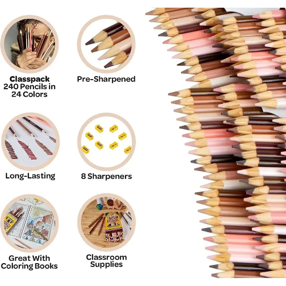 Crayola Colors of the World Skin Tone 240 Colored Pencils 68-2023 thumbnail