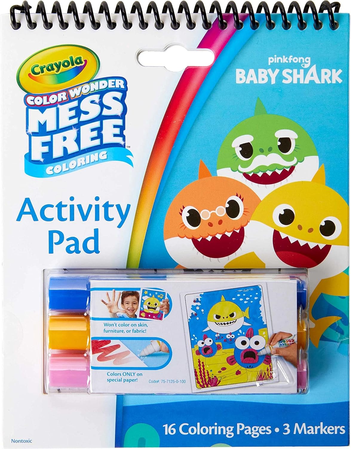 Crayola Baby Shark Color Wonder Travel Activity Pad, Mess Free Coloring, Gift for Kids