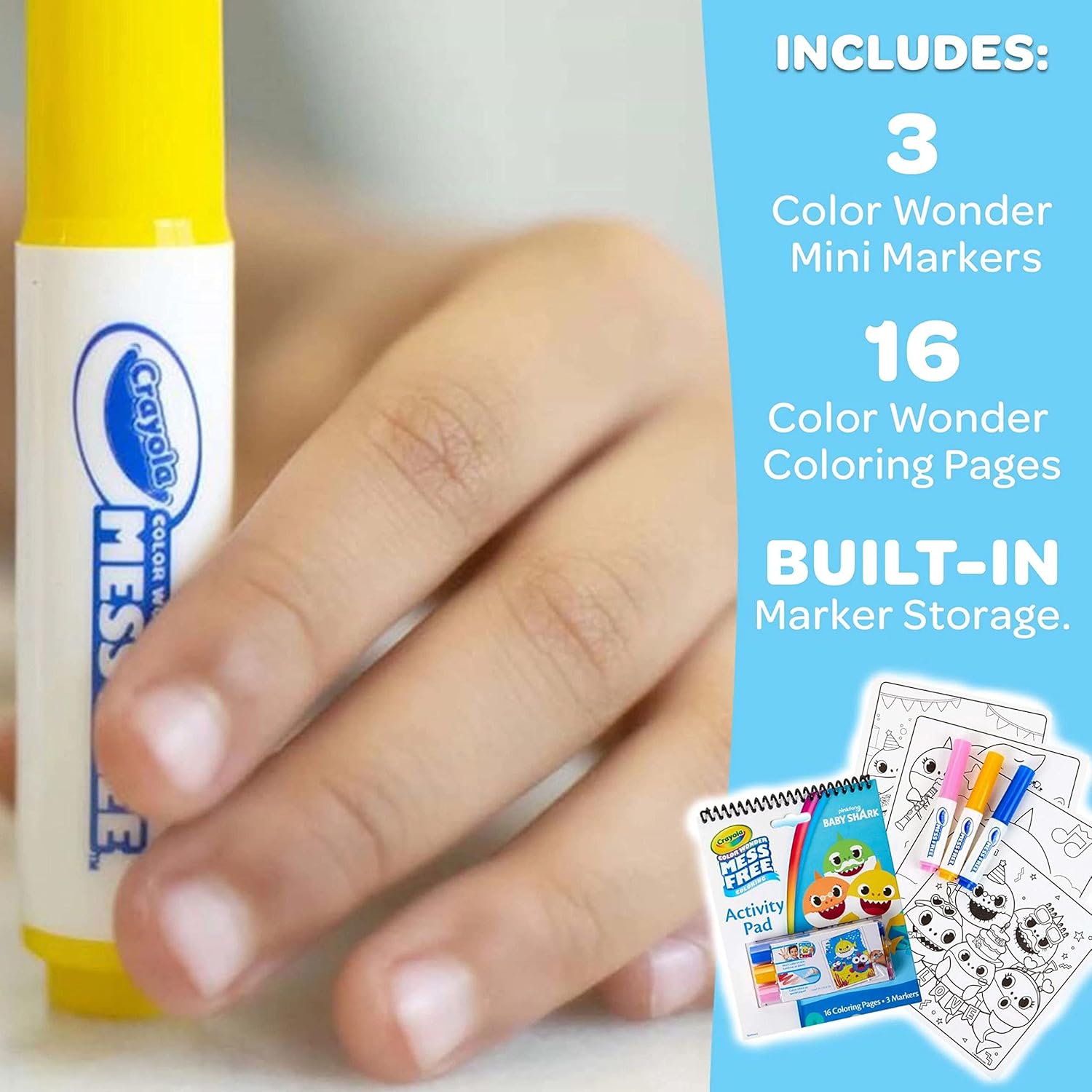 Crayola Baby Shark Color Wonder Travel Activity Pad, Mess Free Coloring, Gift for Kids thumbnail