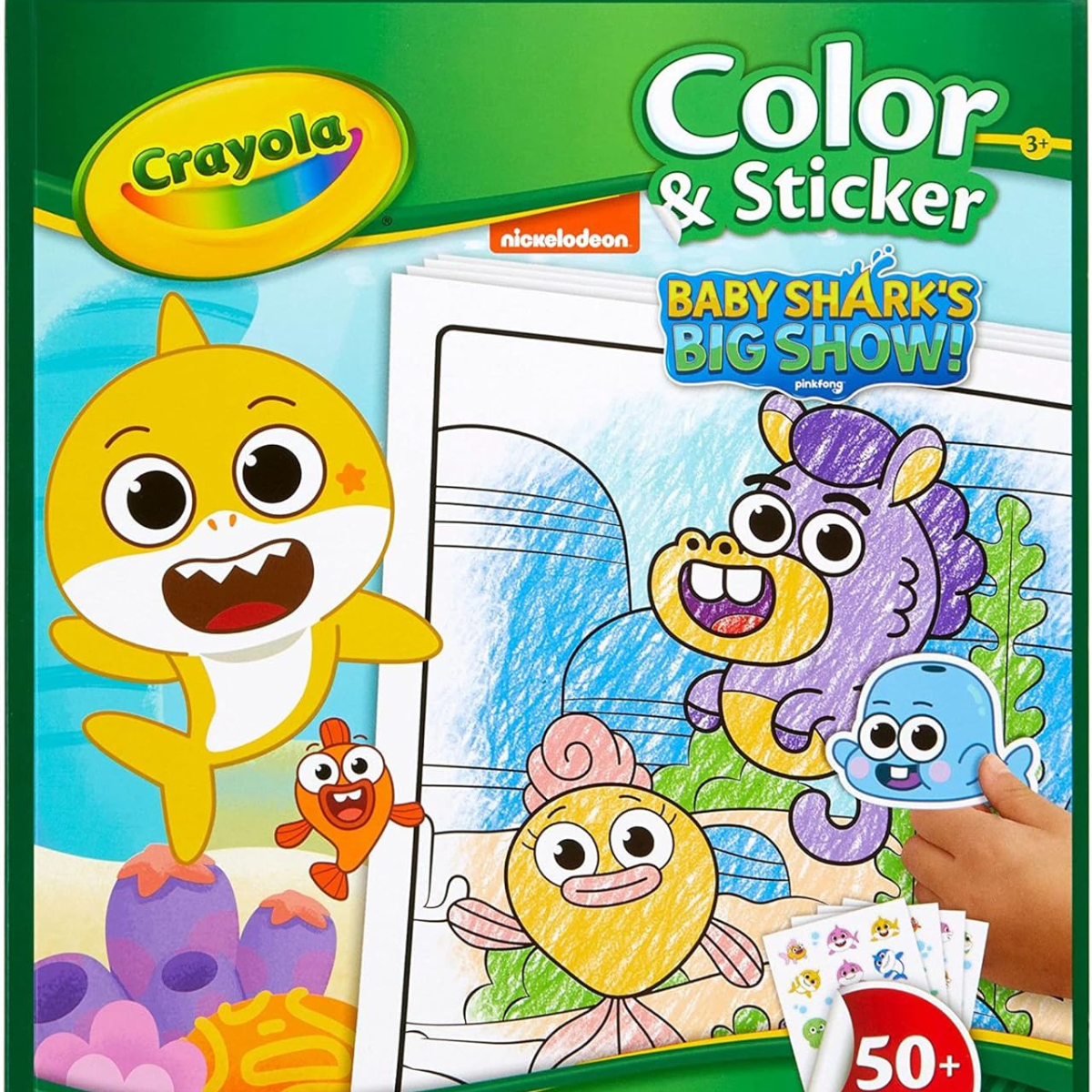 Crayola Baby Shark Coloring Pages and Stickers Activity Set – Creative Coloring Book with Stickers for Kids Inspired by the Popular Baby Shark Theme