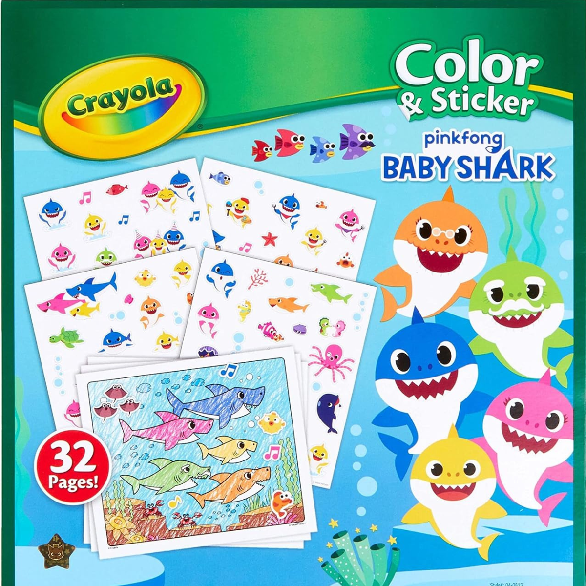 Crayola Baby Shark Coloring Pages and Stickers Activity Set – Creative Coloring Book with Stickers for Kids Inspired by the Popular Baby Shark Theme thumbnail