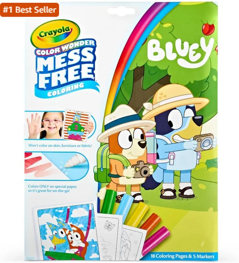 Crayola Bluey Color Wonder Coloring Set, 18 Bluey Coloring Pages, Toddler Stocki