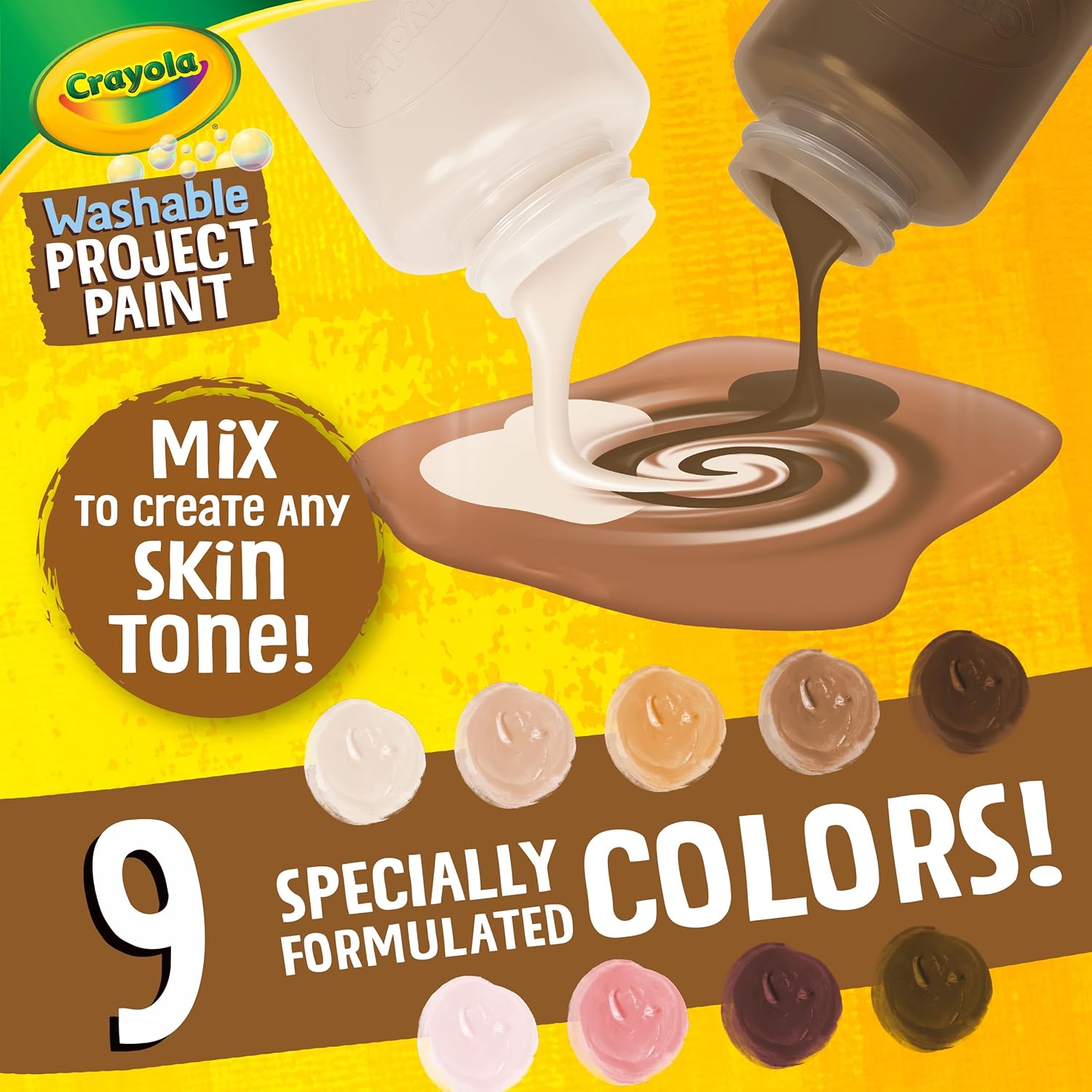 Crayola Colors of the World Washable Paint, 9 Pieces, Skin Tone Kids Paint, Gifts for Kids thumbnail