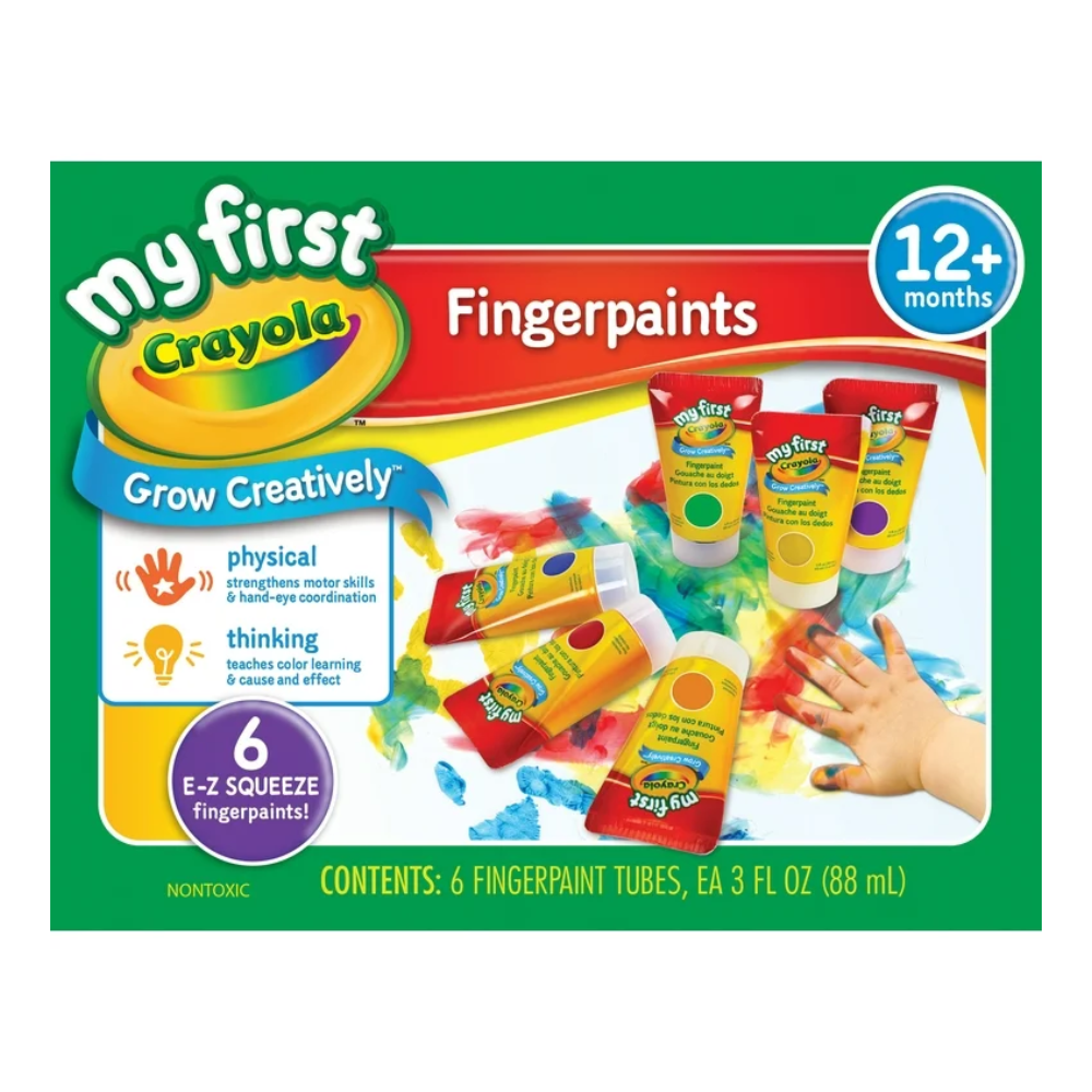 Crayola My First Crayola Fingerpaint Kit Art Tools 6 Different Colored Tubes Of Paint Washable Crayola. These washable paints are designed to rinse easily from skin and clothing, making cleanup simple and stress-free. 81-1429 thumbnail