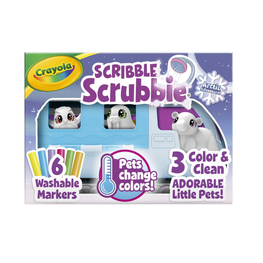 Crayola Scribble Scrubbie Pets Arctic Snow Explorer, Color & Wash Creative Toy. Watch as the pets change color when exposed to cold temperatures. Kids will love decorating and caring for these adorable animal toys. 74-7479 thumbnail
