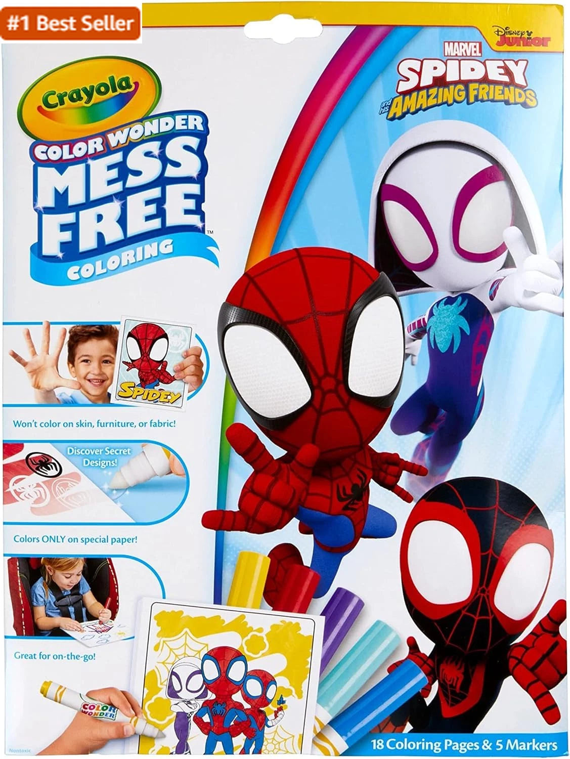 Crayola Spiderman Color Wonder Coloring Set, 18 Spiderman Mess Free Coloring Pages