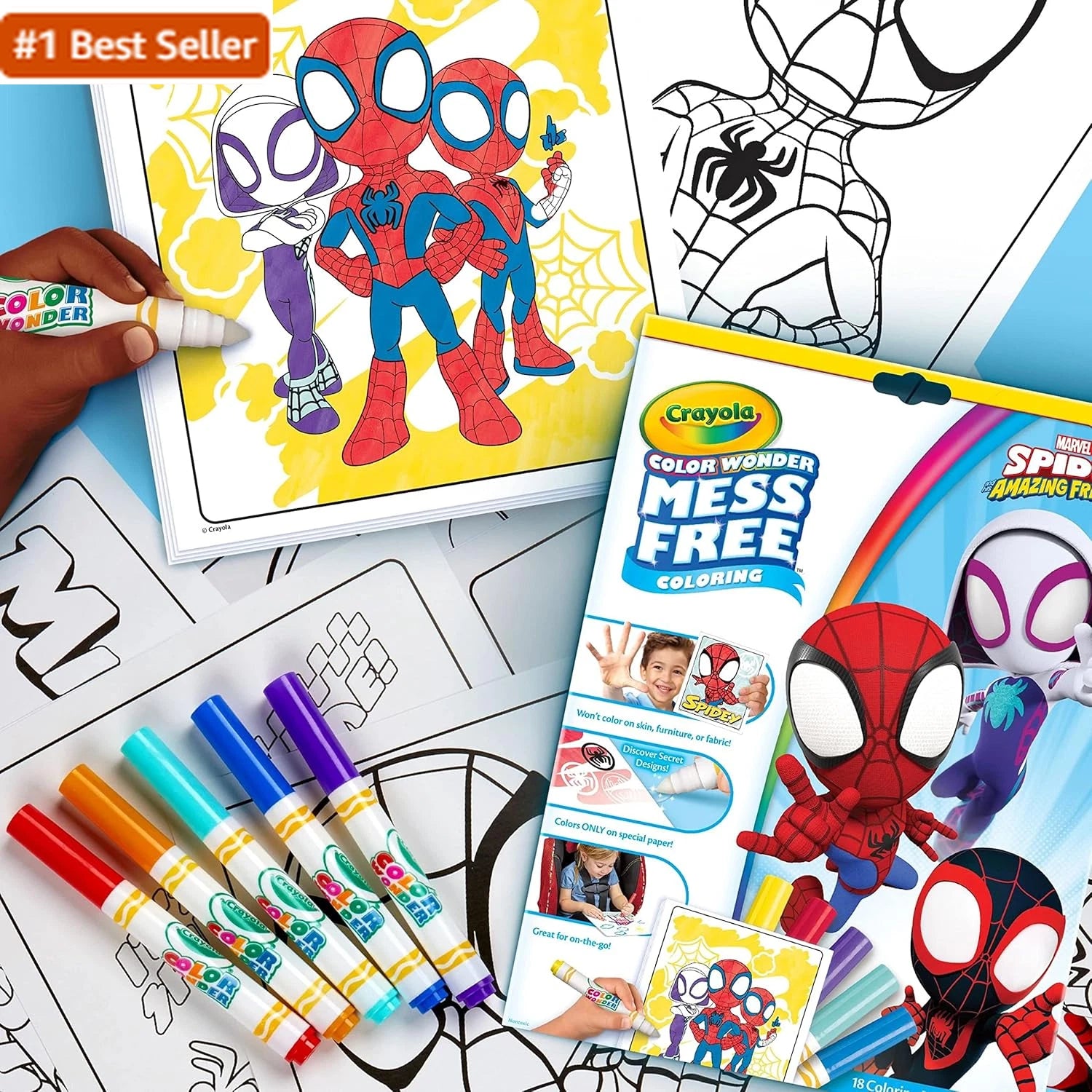Crayola Spiderman Color Wonder Coloring Set, 18 Spiderman Mess Free Coloring Pages thumbnail