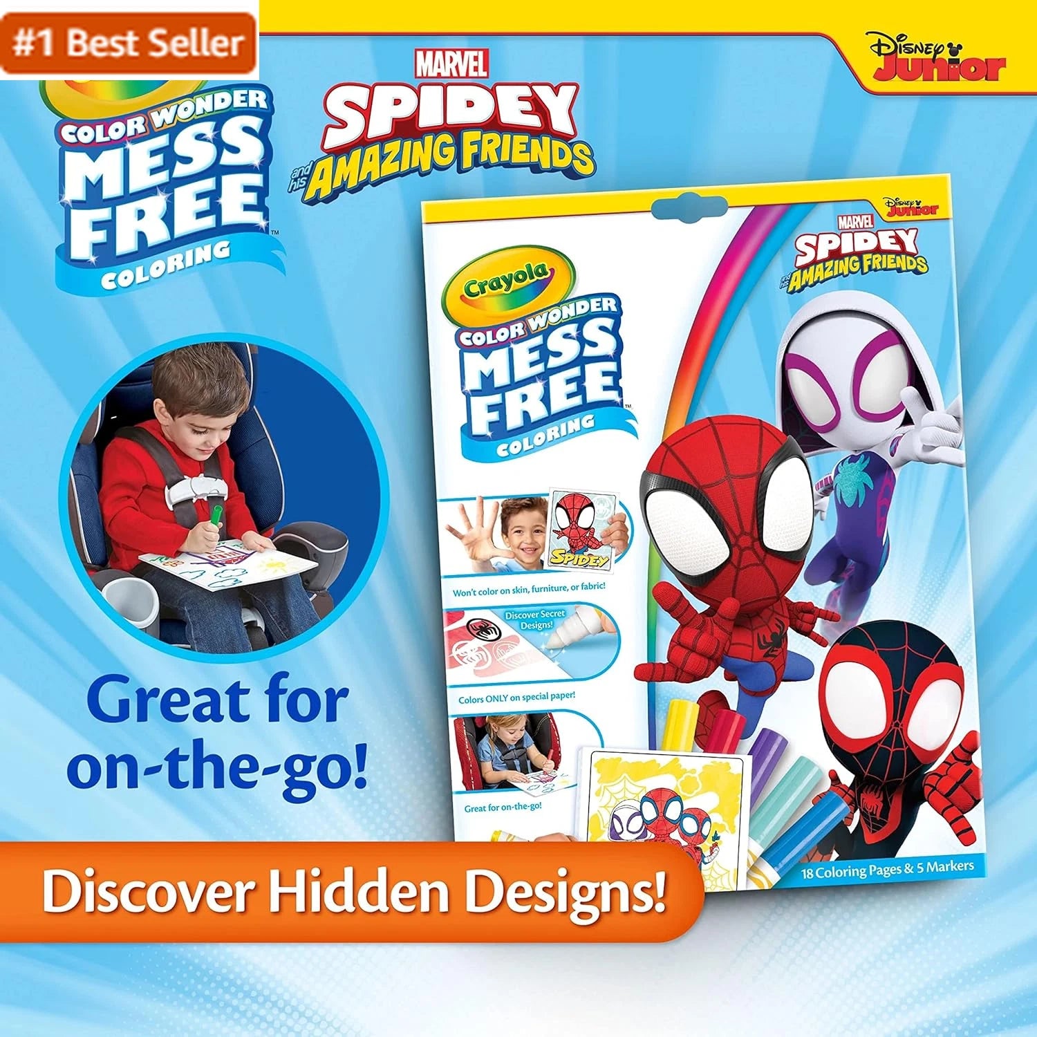 Crayola Spiderman Color Wonder Coloring Set, 18 Spiderman Mess Free Coloring Pages thumbnail