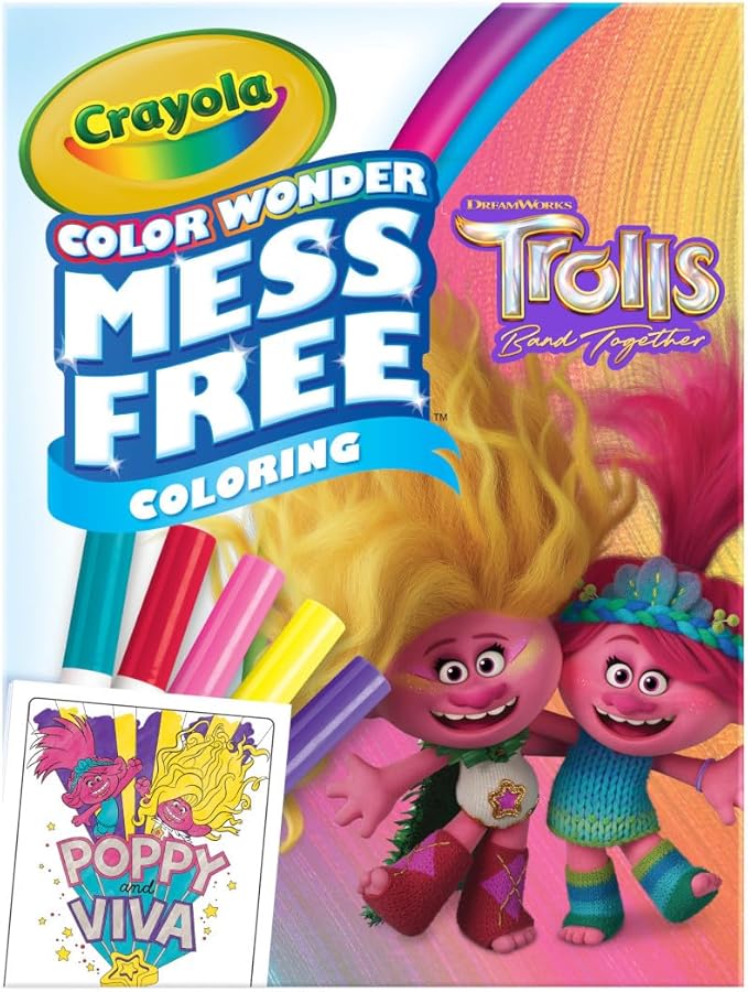 Crayola Trolls 3 Color Wonder Mess Free Activity Set Coloring Pages & Markers for Kids, No Mess Art Kit Inspired by DreamWorks Trolls 3