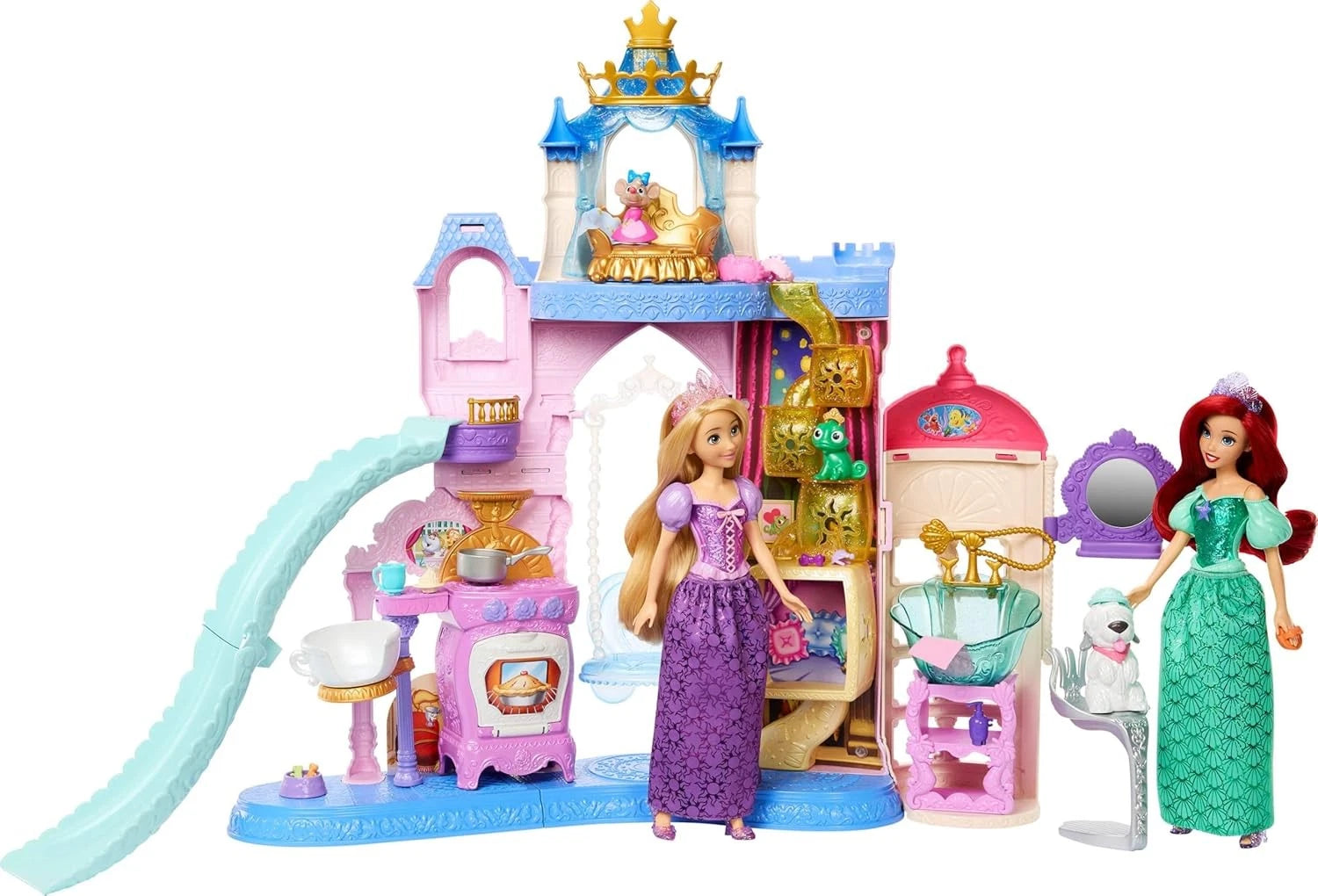 Disney Princess Pet Palace Playset with Mini Furniture and Accessories, Colorful Dollhouse Style Playset for Kids thumbnail