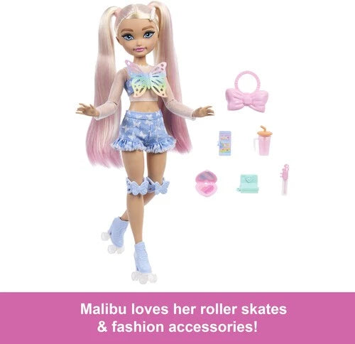 Dream Besties Barbie “Malibu” Roller Skating Fashion Doll with Trendy Outfit, Accessories, and Fully Poseable Design for Creative Play and Imaginative Adventures thumbnail