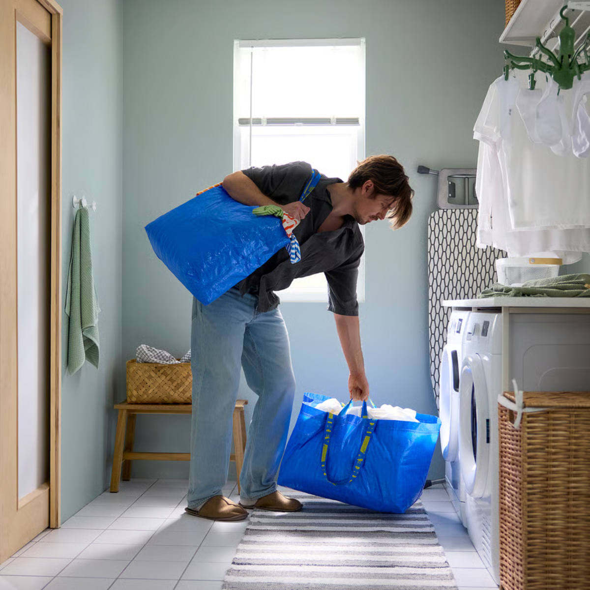 IKEA FRAKTA Large Reusable Shopping Tote Bag – Durable Blue Carry Bag 19-Gallon Capacity for Storage, Travel & Everyday Use thumbnail
