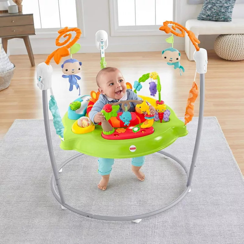 Fisher-Price Baby Bouncer Tiger Time Jumperoo Activity Center with Lights Music and Toys, thumbnail
