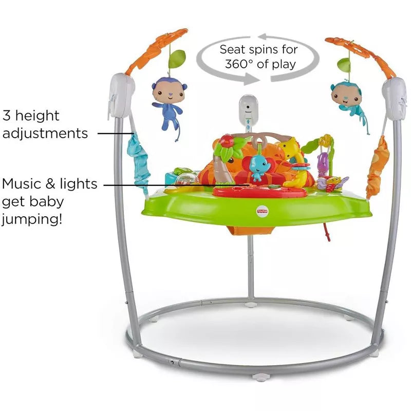 Fisher-Price Baby Bouncer Tiger Time Jumperoo Activity Center with Lights Music and Toys, thumbnail