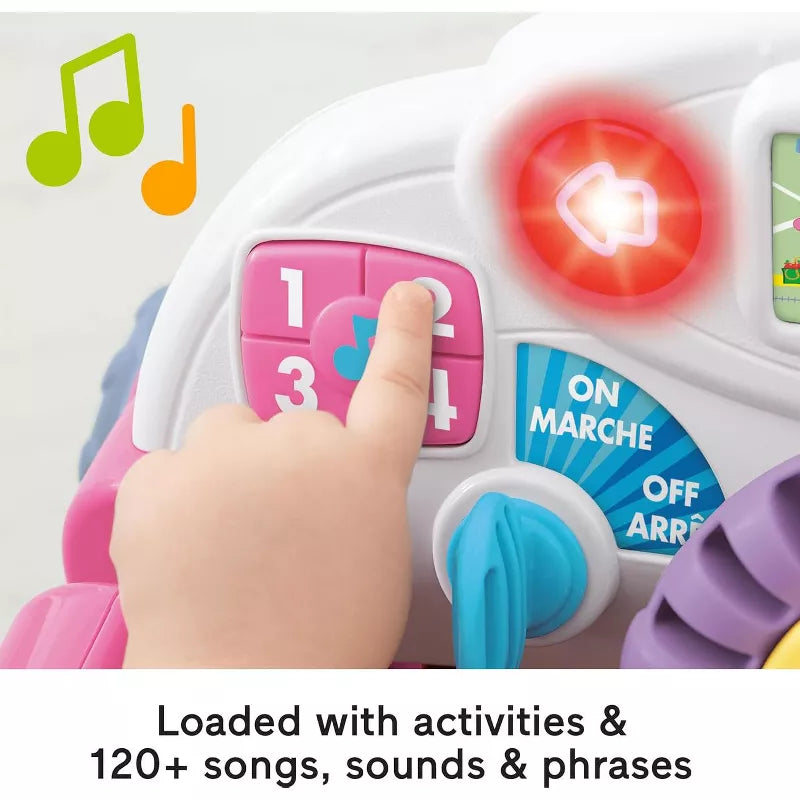 Fisher-Price Baby Learning Toy Laugh & Learn Crawl Around Car Activity Center with Smart Stages for Infants Ages 6 Months+, Pink thumbnail