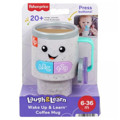 Fisher-Price Baby & Toddler Toy Laugh & Learn Wake Up & Learn Coffee Mug. Safe Play Design Made with safe, baby-friendly materials, this toy is both durable and easy for little hands to hold, offering a secure and enjoyable play experience. HRP35